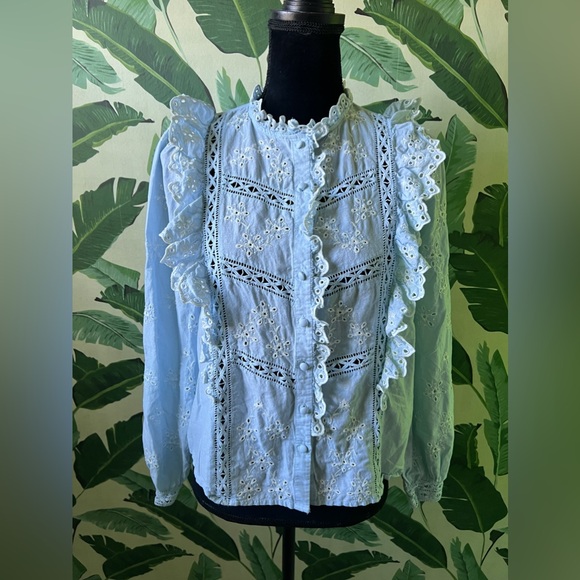 Sezane Irma Blouse in Baby Blue Size 38 US 6 - Picture 5 of 12